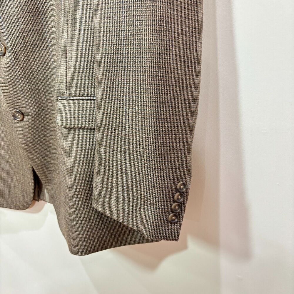 Chaps Ralph Lauren Men's Brown Check 100% Wool Sport Coat Blazer 48L 2-Button - Picture 4 of 14